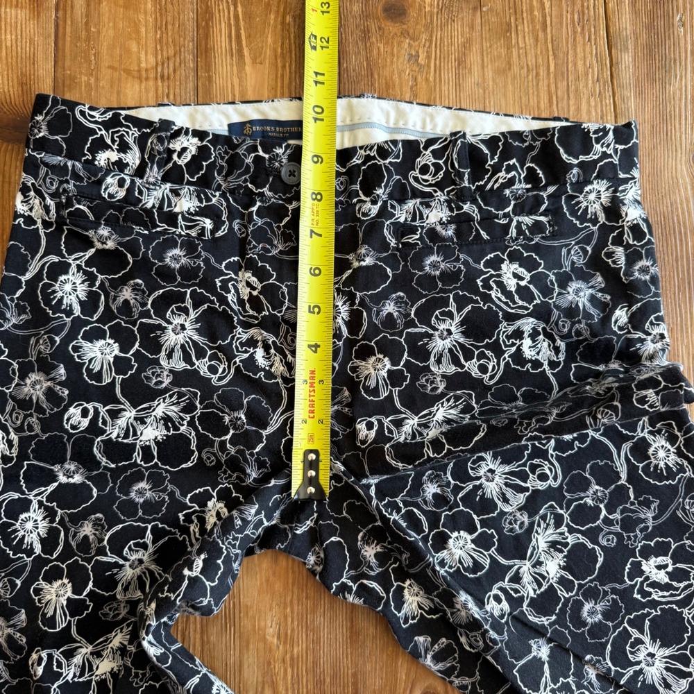 Brooks Brothers Natalie Fit Black White Floral Ankle Crop Stretch Pants WM 6 EUC - Picture 8 of 11